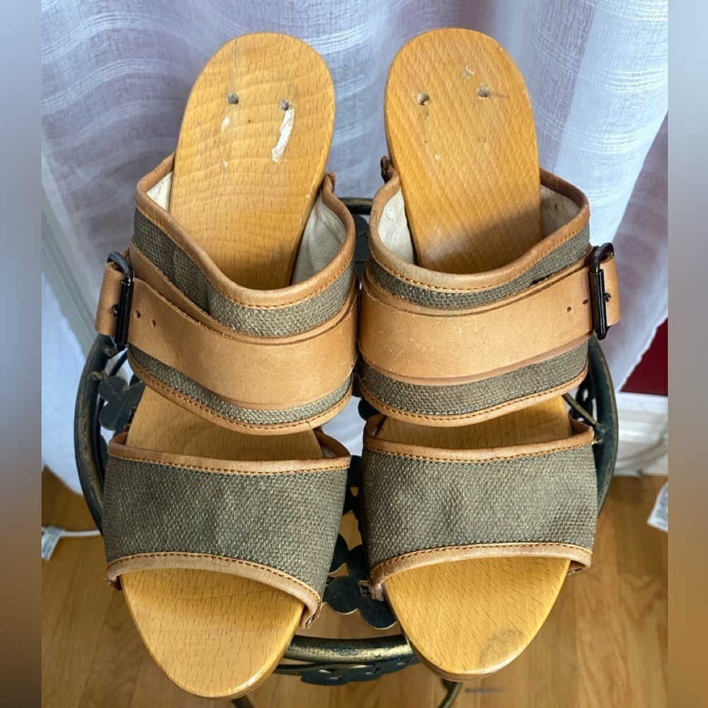 CNC Costume National Wood & Leather Platform Clog Sandal Size 41 Vintage - Picture 5 of 15